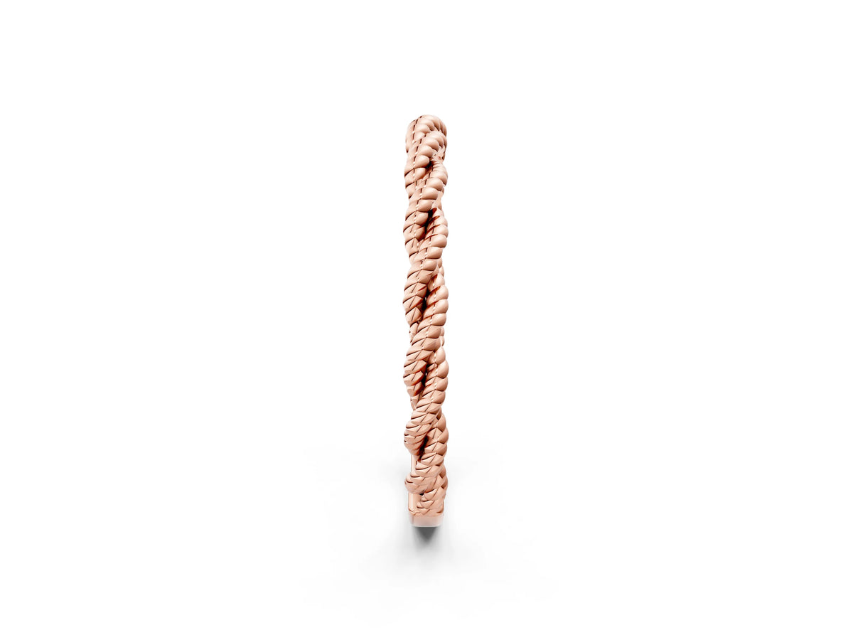 Rose gold Twisted Rope Solitaire Band with Round Stone and Bezel Setting_2