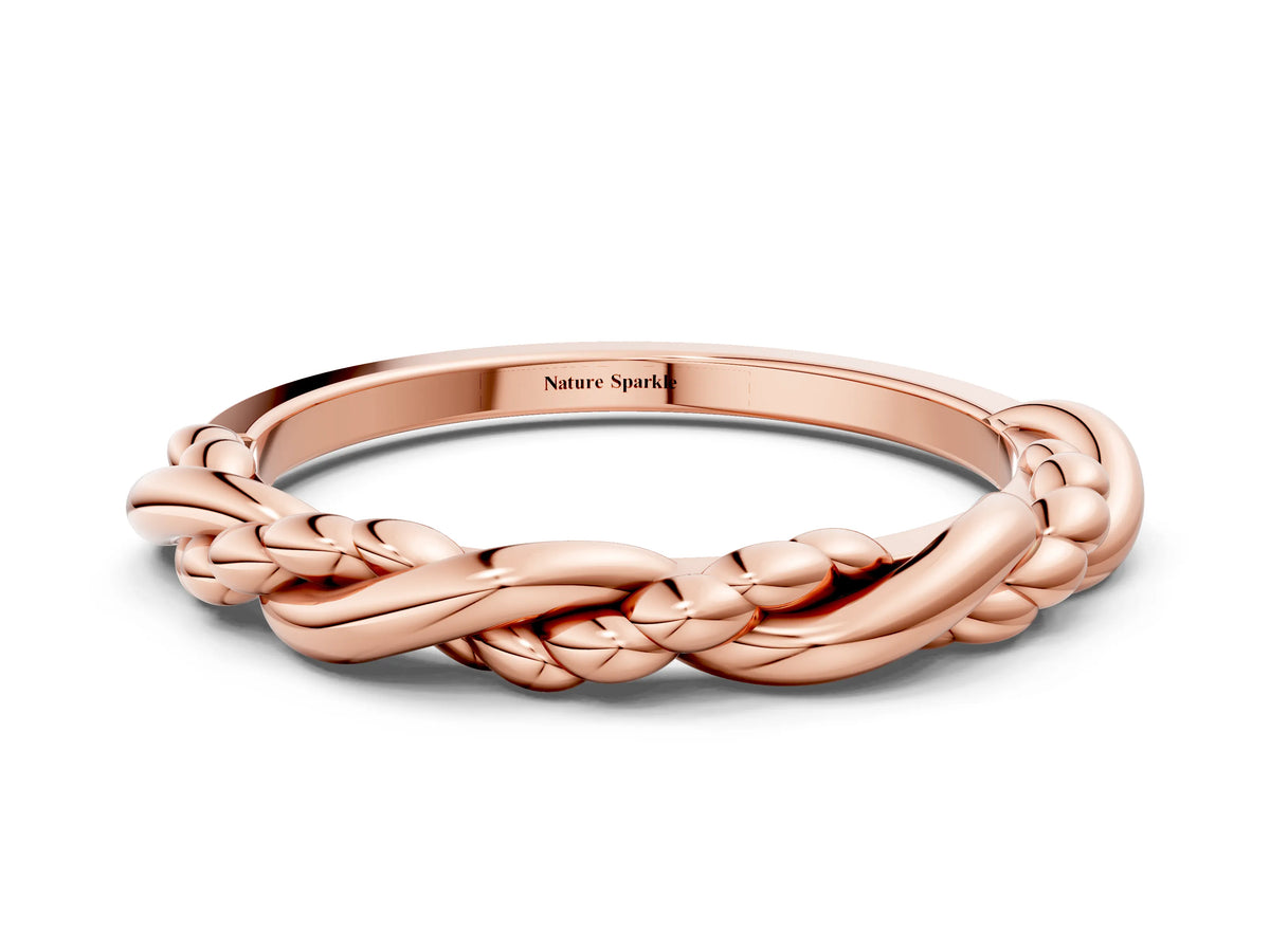 Rose gold Twisted Rope Solitaire Band