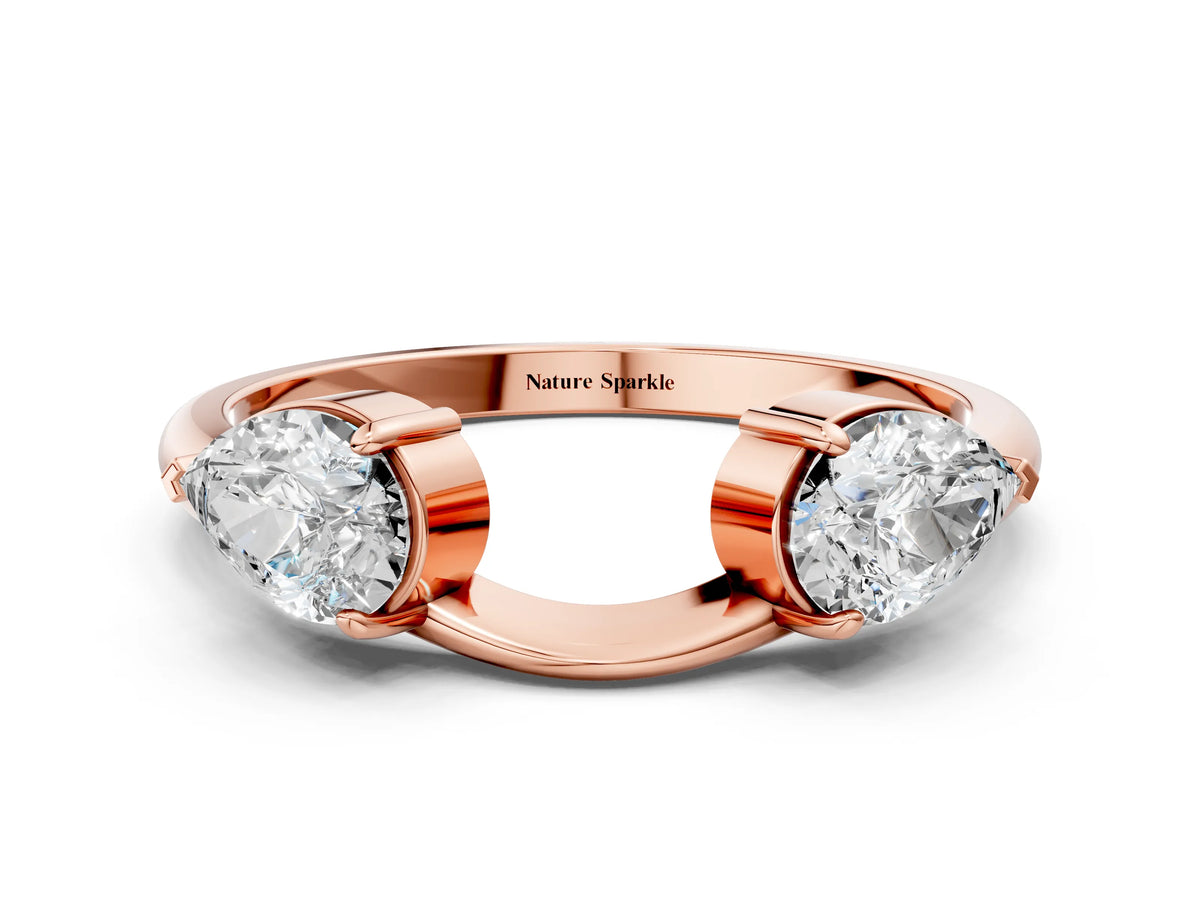 Rose gold Two-Stone Pear Diamond Bypass Ring with Prong Setting