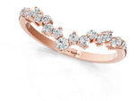 Rose gold V-Shaped Diamond Cluster Curved Band with Round Brilliant Cut Stones and Prong Setting_1