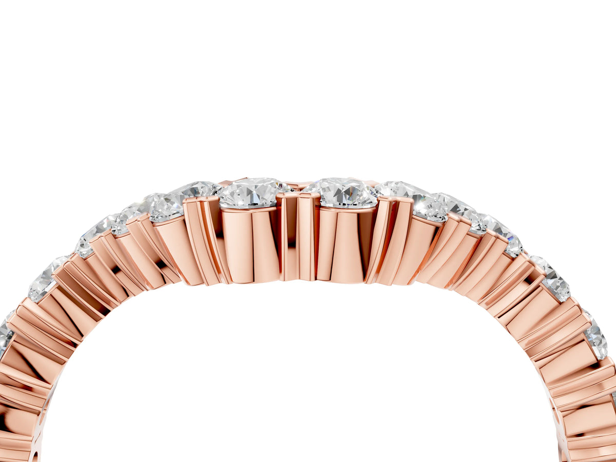 Rose gold V-Shaped Diamond Round Cut Pavé Band with Prong Setting_4