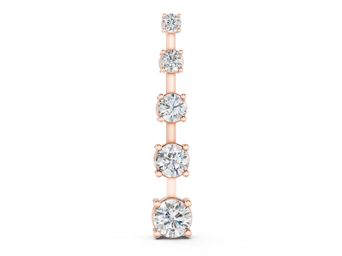 Rose gold Vertical Bar Pendant with Round Brilliant Diamonds in Prong Setting