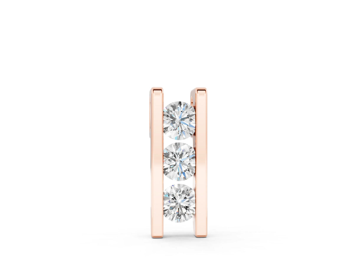 Rose gold Vertical Channel-Set Round Diamond Bar Pendant