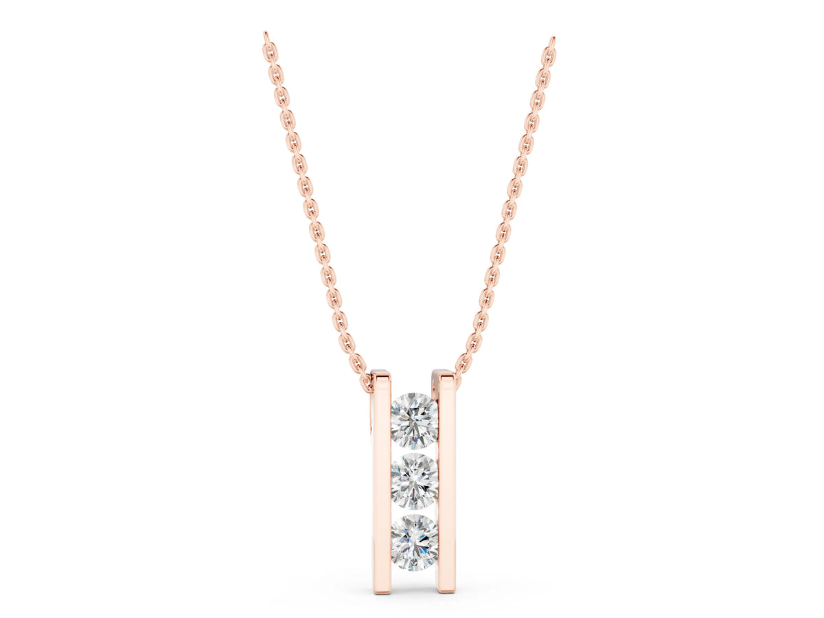Rose gold Vertical Channel-Set Round Diamond Bar Pendant_1