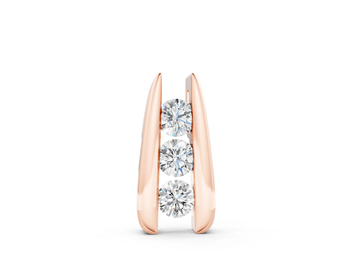 Rose gold Vertical Channel Set Round Diamond Pendant
