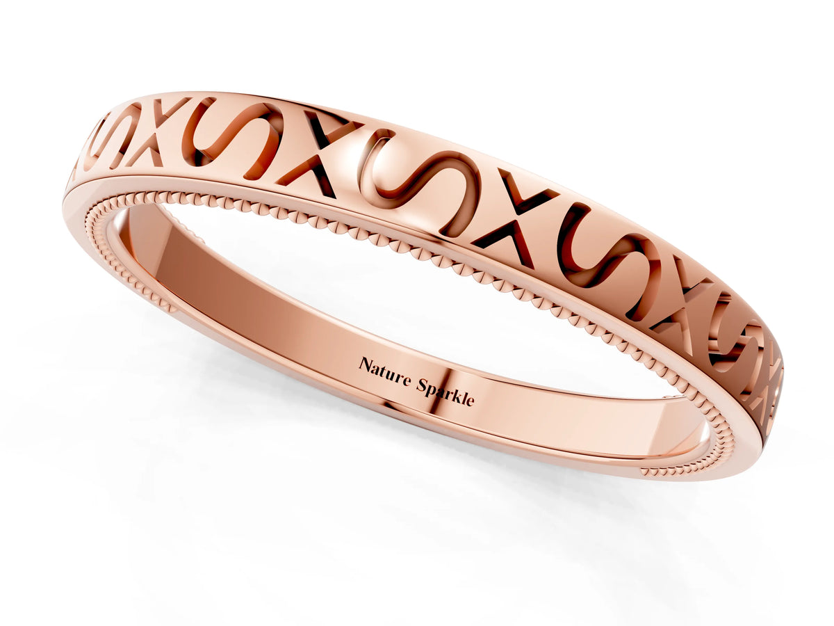 Rose gold Vintage Engraved Milgrain Band_1