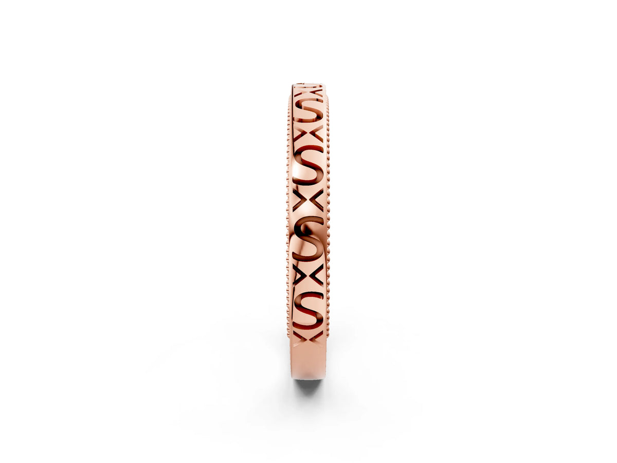 Rose gold Vintage Engraved Milgrain Band_2