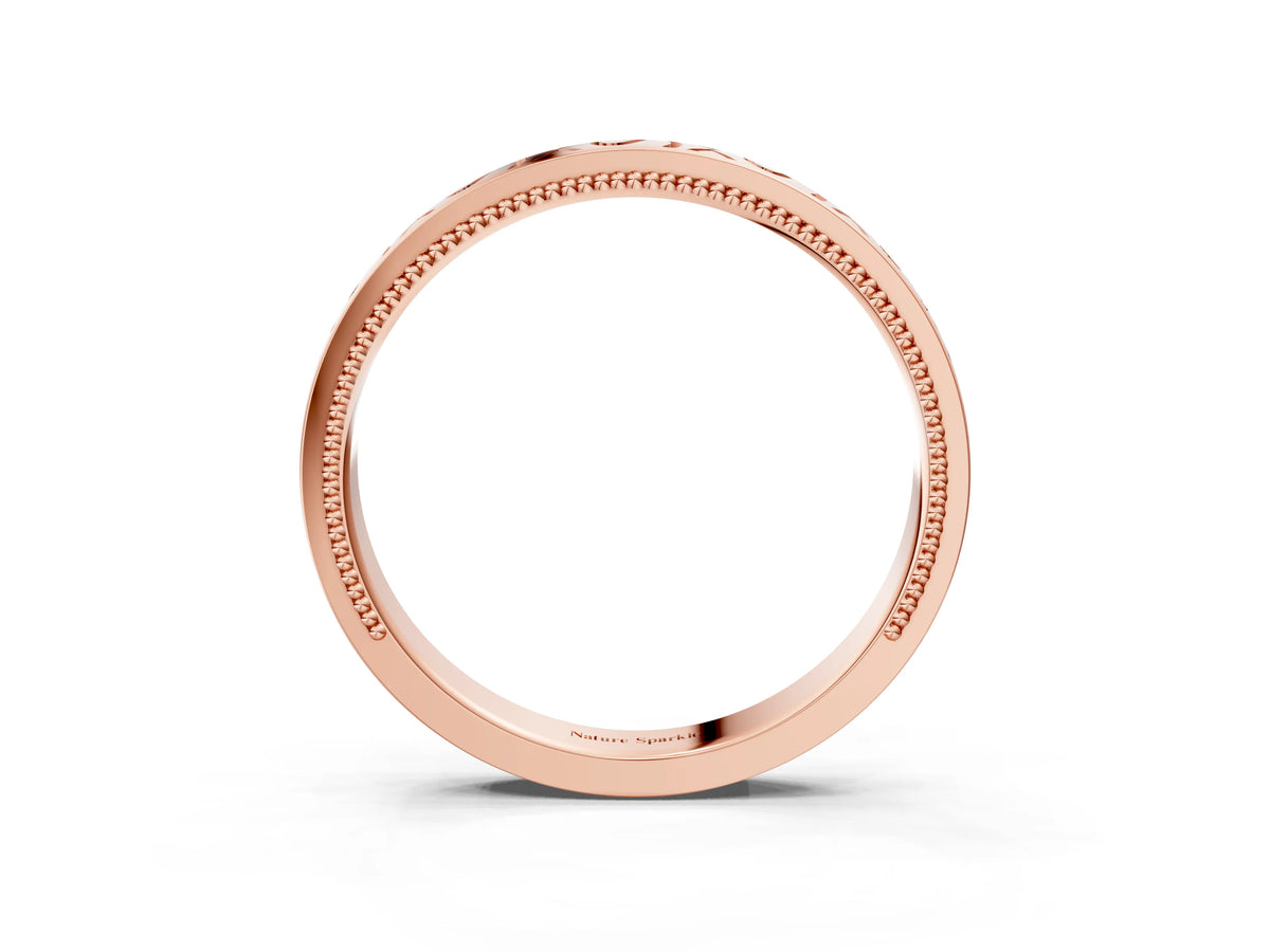 Rose gold Vintage Engraved Milgrain Band_3