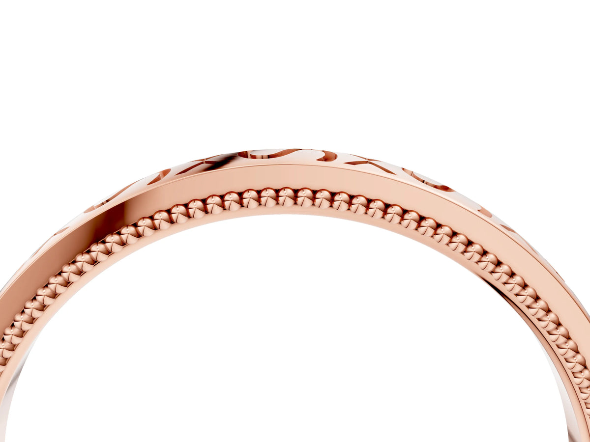 Rose gold Vintage Engraved Milgrain Band_4