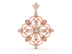 Rose gold Vintage Floral Diamond Pendant with Round Brilliant Cut and Pavé Setting
