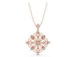 Rose gold Vintage Floral Diamond Pendant with Round Brilliant Cut and Pavé Setting_1