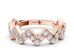 Rose gold Zigzag Diamond Pave Round Eternity Band with Prong Setting