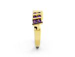 Round Amethyst Anniversary Band in Yellow gold with Channel Setting and Vertical Prongs_2