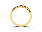 Round Amethyst Anniversary Band in Yellow gold with Channel Setting and Vertical Prongs_3