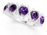 Round Amethyst Channel Set Band in Silver with X-Prong Detail_1