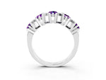 Round Amethyst Channel Set Band in Silver with X-Prong Detail_3