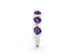Round Amethyst Half Eternity Band in Platinum with Wave Prong Setting_2