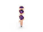 Round Amethyst Half Eternity Band in Rose gold with Wave Prong Setting_2