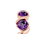 Round Amethyst Half Eternity Band in Rose gold with Wave Prong Setting_5