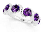 Round Amethyst Half Eternity Band in Silver with Wave Prong Setting_1