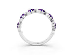 Round Amethyst Half Eternity Band in White gold with Wave Prong Setting_3