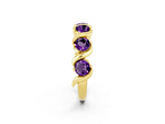 Round Amethyst Half Eternity Band in Yellow gold with Wave Prong Setting_2
