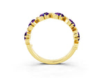 Round Amethyst Half Eternity Band in Yellow gold with Wave Prong Setting_3
