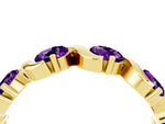 Round Amethyst Half Eternity Band in Yellow gold with Wave Prong Setting_4