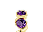 Round Amethyst Half Eternity Band in Yellow gold with Wave Prong Setting_5