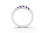 Round Amethyst Multi-Row Crossover Band in Silver with Polished Curves_3