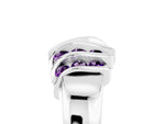 Round Amethyst Multi-Row Crossover Band in Silver with Polished Curves_5