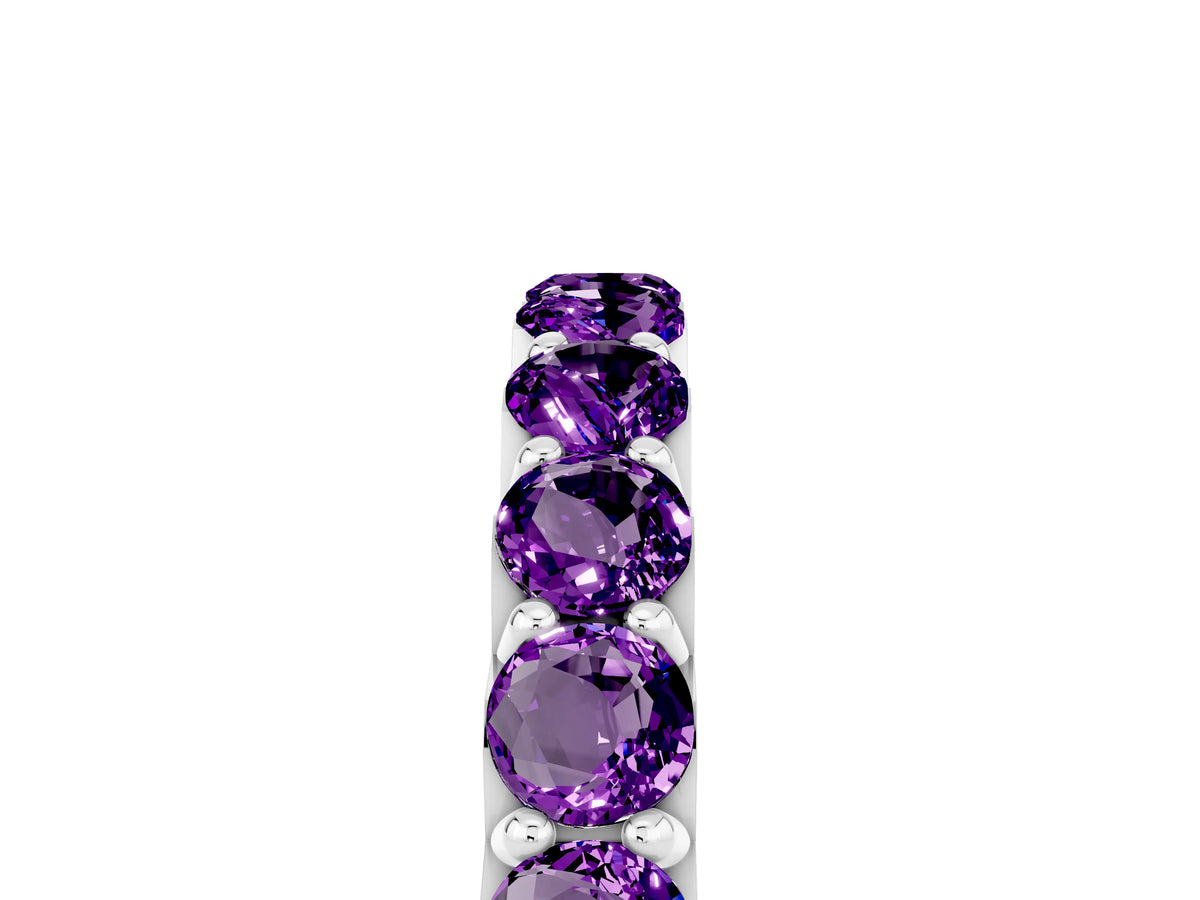 Round Amethyst Polished Half Eternity Band in Silver with Classic Prong Setting_5
