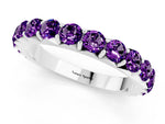Round Amethyst Polished Half Eternity Band in White gold with Classic Prong Setting_1