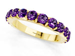 Round Amethyst Polished Half Eternity Band in Yellow gold with Classic Prong Setting_1