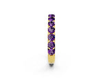 Round Amethyst Polished Half Eternity Band in Yellow gold with Classic Prong Setting_2