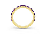Round Amethyst Polished Half Eternity Band in Yellow gold with Classic Prong Setting_3