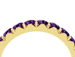 Round Amethyst Polished Half Eternity Band in Yellow gold with Classic Prong Setting_4