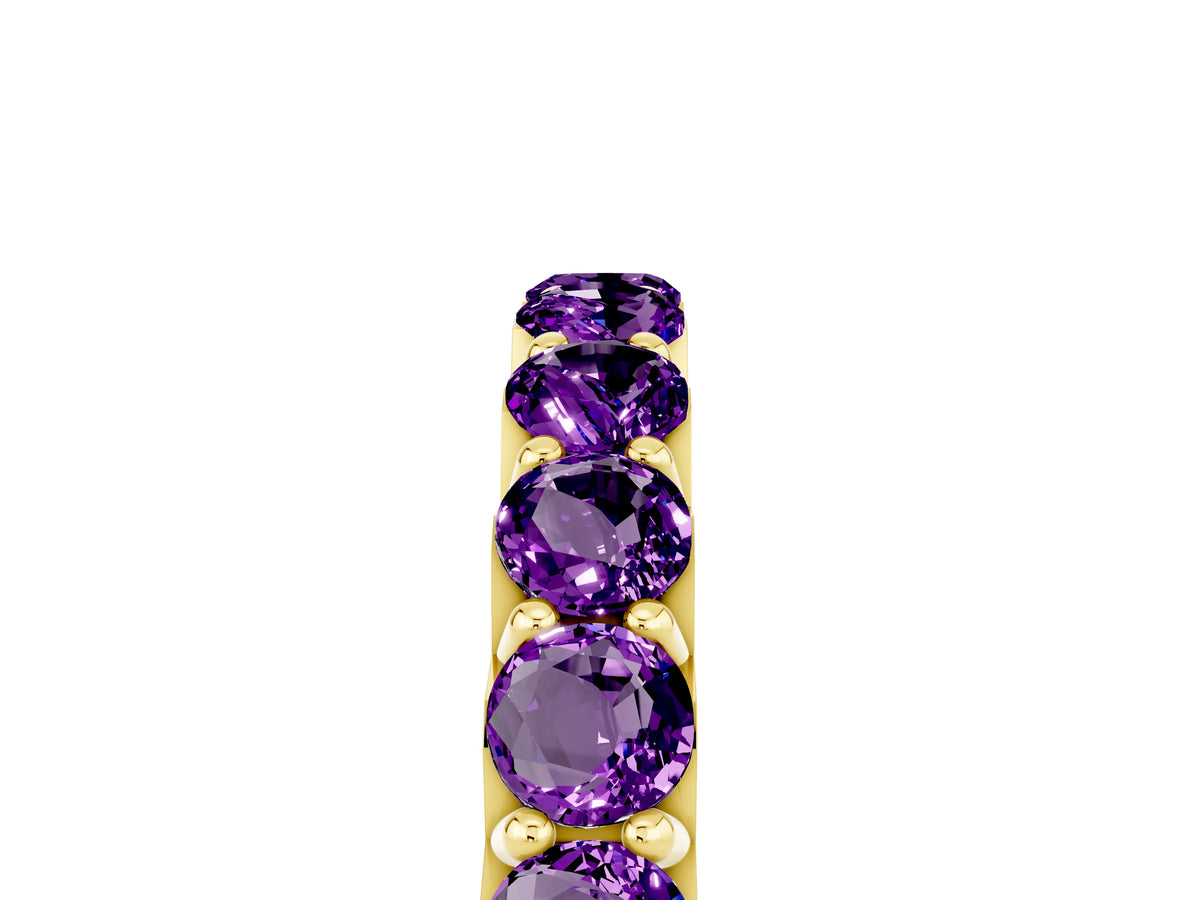 Round Amethyst Polished Half Eternity Band in Yellow gold with Classic Prong Setting_5