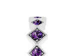 Round Amethyst Square Bezel Chevron Band in Silver with Milgrain Detailing_5
