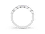 Round Amethyst Square Bezel Chevron Band in White gold with Milgrain Detailing_3