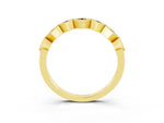 Round Amethyst Square Bezel Chevron Band in Yellow gold with Milgrain Detailing_3
