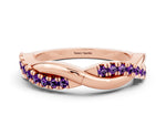Round Amethyst Twisted Infinity Band in Rose gold with Prong Setting