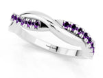 Round Amethyst Twisted Infinity Band in Silver with Prong Setting_1