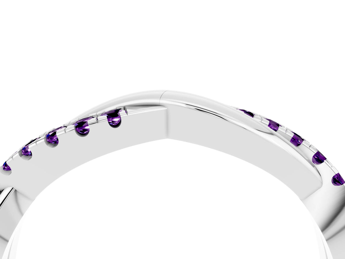 Round Amethyst Twisted Infinity Band in Silver with Prong Setting_4