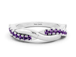 Round Amethyst Twisted Infinity Band in White gold with Prong Setting