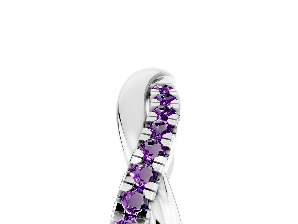 Round Amethyst Twisted Infinity Band in White gold with Prong Setting_5