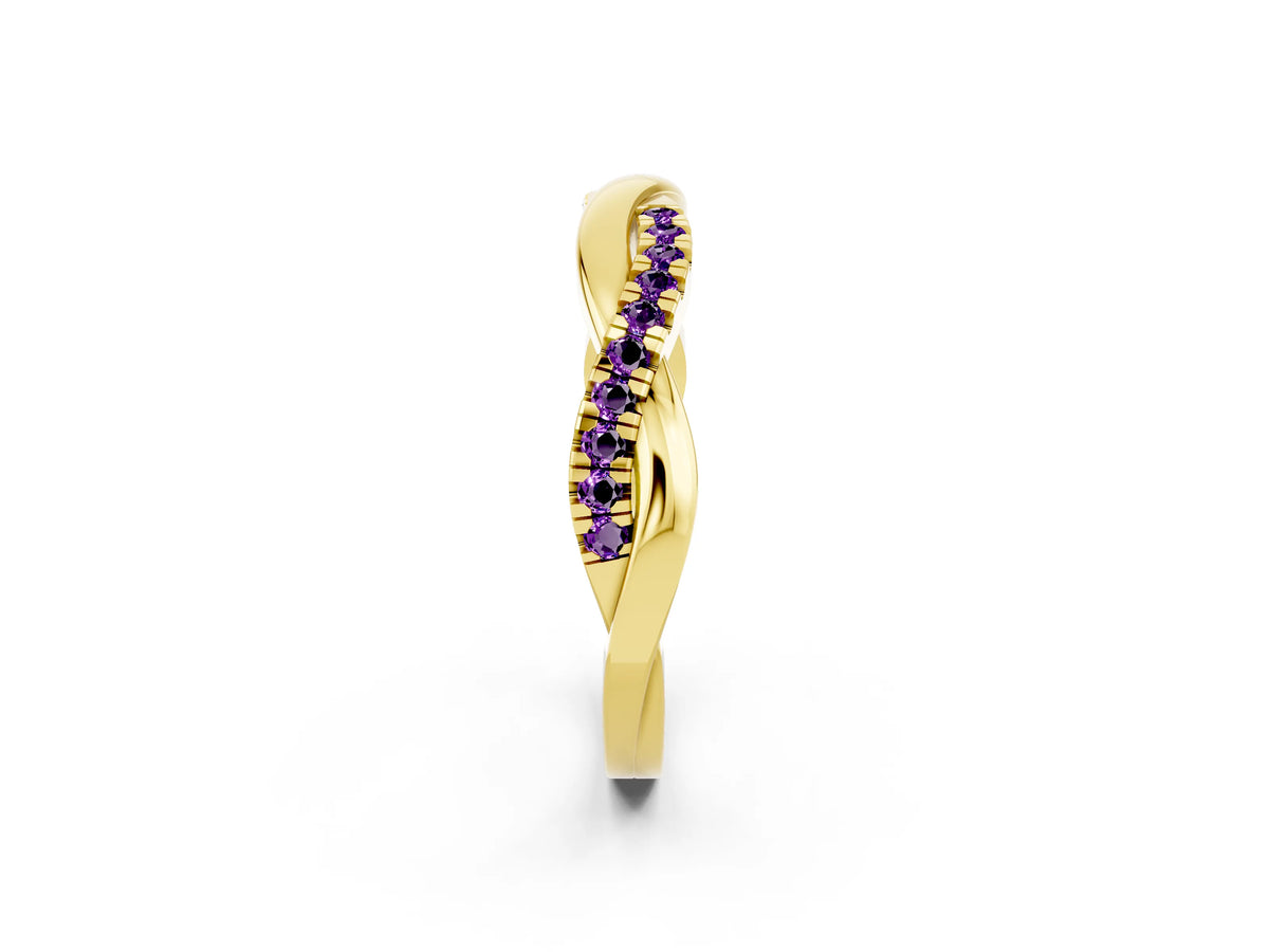 Round Amethyst Twisted Infinity Band in Yellow gold with Prong Setting_2