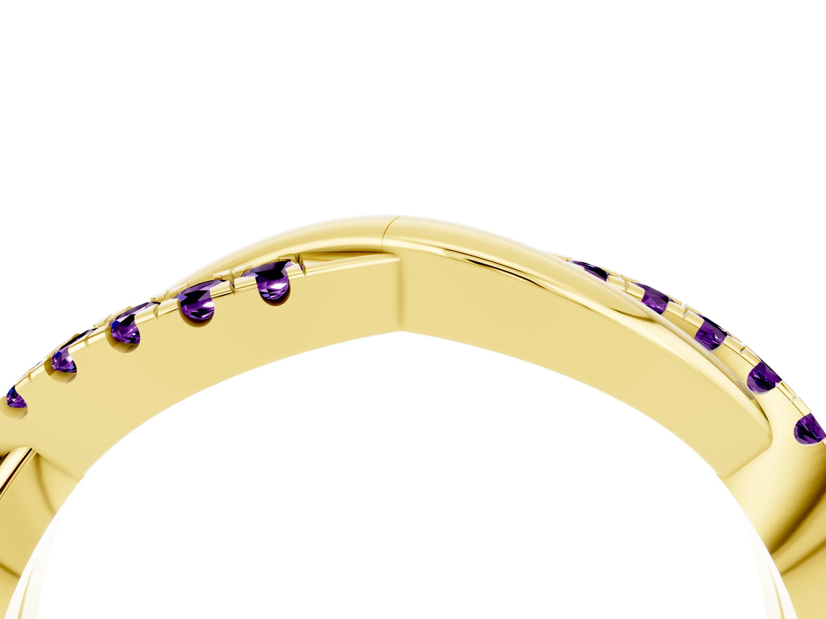 Round Amethyst Twisted Infinity Band in Yellow gold with Prong Setting_4