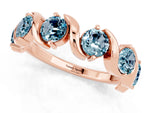 Round Aquamarine Half Eternity Band in Rose gold with Wave Prong Setting_1