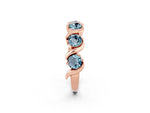 Round Aquamarine Half Eternity Band in Rose gold with Wave Prong Setting_2